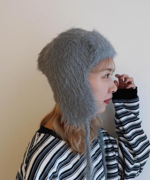 WEGO（ウィゴー）の「WEGO/シャギーイヤーフラップニットキャップ（ニットキャップ/ビーニー・レディース・グレー/オフホワイト/ブラック/ライトピンク・FREE）」の8枚目の写真