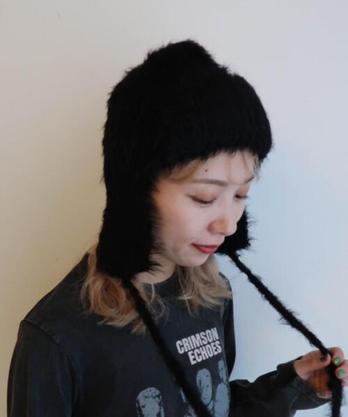 WEGO（ウィゴー）の「WEGO/シャギーイヤーフラップニットキャップ（ニットキャップ/ビーニー・レディース・グレー/オフホワイト/ブラック/ライトピンク・FREE）」の7枚目の写真