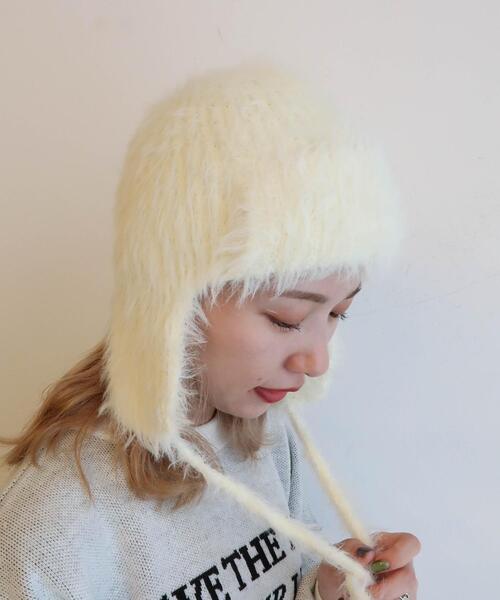 WEGO（ウィゴー）の「WEGO/シャギーイヤーフラップニットキャップ（ニットキャップ/ビーニー・レディース・グレー/オフホワイト/ブラック/ライトピンク・FREE）」の6枚目の写真