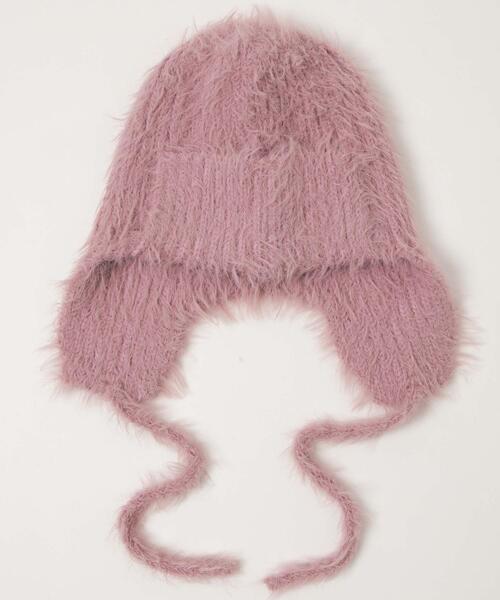 WEGO（ウィゴー）の「WEGO/シャギーイヤーフラップニットキャップ（ニットキャップ/ビーニー・レディース・グレー/オフホワイト/ブラック/ライトピンク・FREE）」の16枚目の写真