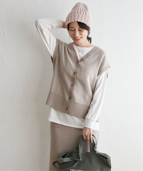 ikka（イッカ）の「モールリブニットワッチ（ニットキャップ/ビーニー・レディース・ダークグレー/ライトパープル/オフホワイト・FREE）」の18枚目の写真