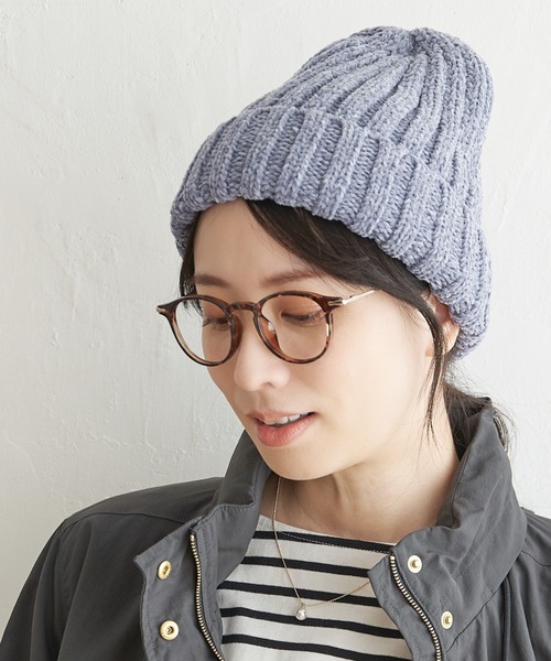 ikka（イッカ）の「モールリブニットワッチ（ニットキャップ/ビーニー・レディース・ダークグレー/ライトパープル/オフホワイト・FREE）」の3枚目の写真