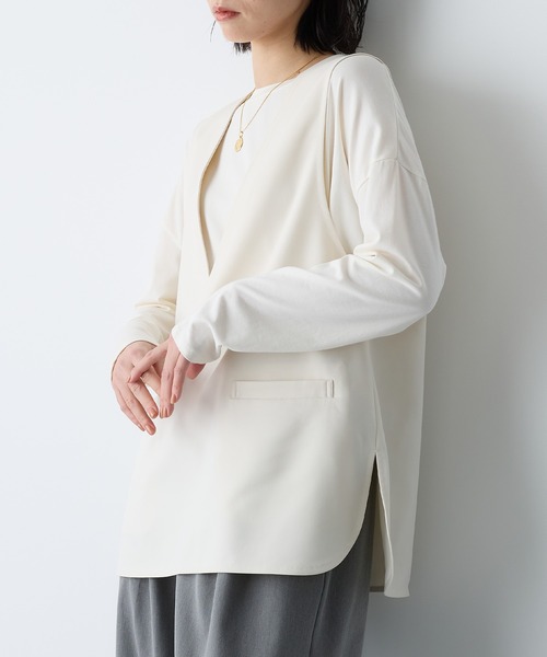 for/c(フォーシー)の「深Vラウンドヘムベスト【サスティナブル】(ベスト・レディース・アイボリー/ブラック・L/M)」の2枚目の写真