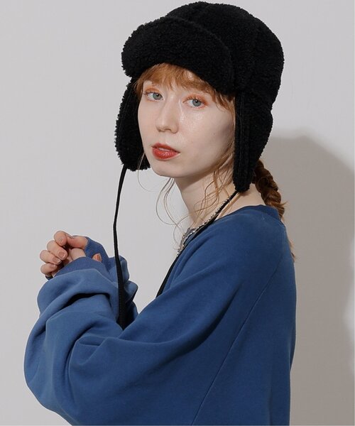 DOUBLE NAME(ダブルネーム)の「カタログ掲載/紐付きボアフライトキャップ(その他・レディース・ブラック/ベージュ/キナリ・FREE)」の4枚目の写真