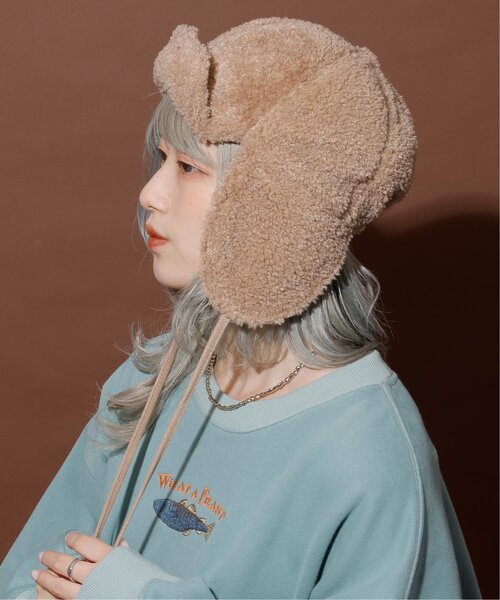 DOUBLE NAME(ダブルネーム)の「カタログ掲載/紐付きボアフライトキャップ(その他・レディース・ブラック/ベージュ/キナリ・FREE)」の12枚目の写真