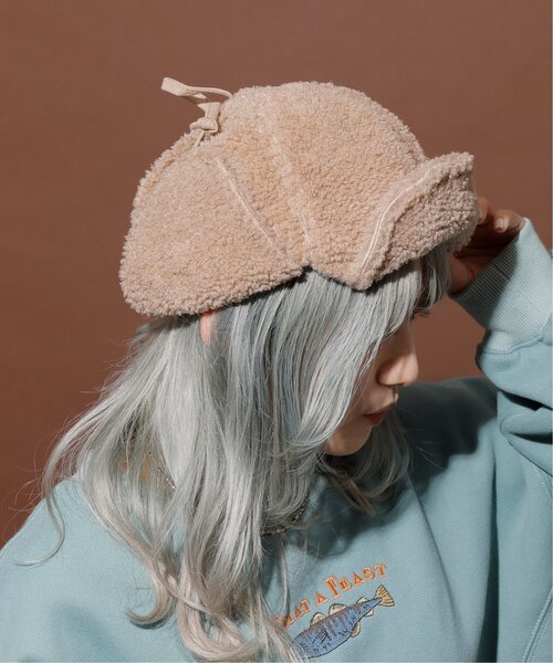 DOUBLE NAME(ダブルネーム)の「カタログ掲載/紐付きボアフライトキャップ(その他・レディース・ブラック/ベージュ/キナリ・FREE)」の14枚目の写真
