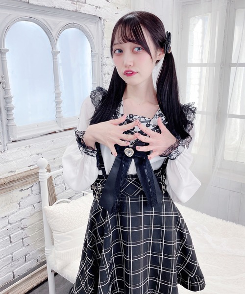 MA*RS（アメーバーマーズ）の「レーススピンドルセーラー（シャツ/ブラウス・レディース・ホワイト/ピンク/ホワイト×ピンク/ブラック・FREE）」の6枚目の写真