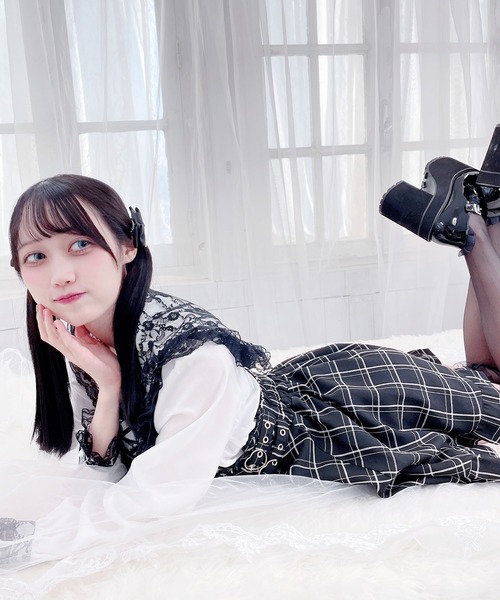 MA*RS（アメーバーマーズ）の「レーススピンドルセーラー（シャツ/ブラウス・レディース・ホワイト/ピンク/ホワイト×ピンク/ブラック・FREE）」の13枚目の写真