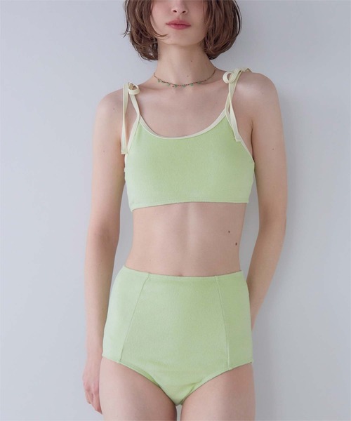 SEA DRESS（シードレス）の「パイル素材パイピングビキニ/水着（水着・レディース・オフホワイト/カーキ/ピンク/チャコール/ブルー/ブラック/ライトグリーン・S/M/L）」の5枚目の写真