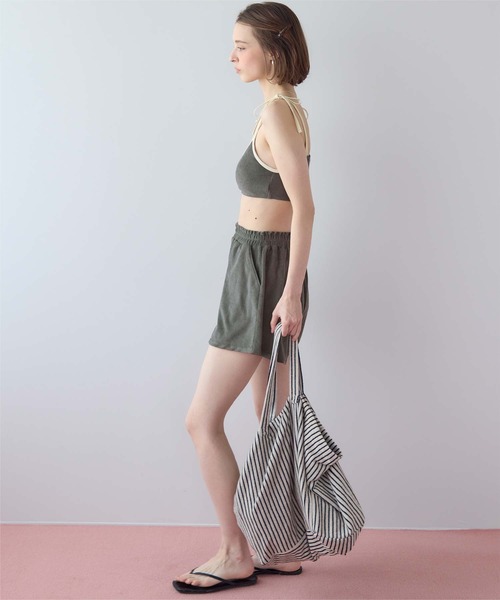 SEA DRESS（シードレス）の「パイル素材パイピングビキニ/水着（水着・レディース・オフホワイト/カーキ/ピンク/チャコール/ブルー/ブラック/ライトグリーン・S/M/L）」の18枚目の写真