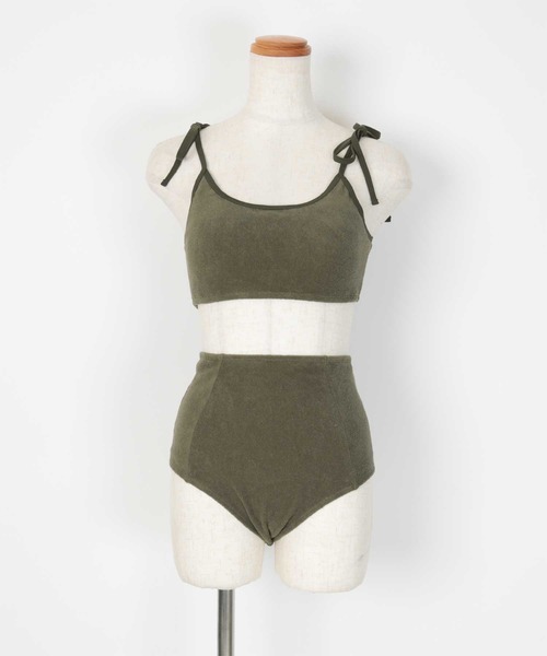 SEA DRESS（シードレス）の「パイル素材パイピングビキニ/水着（水着・レディース・オフホワイト/カーキ/ピンク/チャコール/ブルー/ブラック/ライトグリーン・S/M/L）」の9枚目の写真