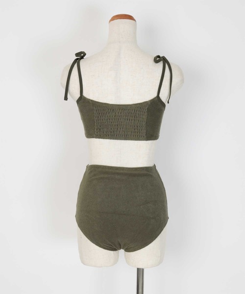 SEA DRESS（シードレス）の「パイル素材パイピングビキニ/水着（水着・レディース・オフホワイト/カーキ/ピンク/チャコール/ブルー/ブラック/ライトグリーン・S/M/L）」の11枚目の写真