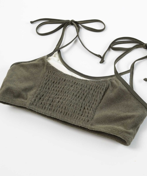 SEA DRESS（シードレス）の「パイル素材パイピングビキニ/水着（水着・レディース・オフホワイト/カーキ/ピンク/チャコール/ブルー/ブラック/ライトグリーン・S/M/L）」の14枚目の写真