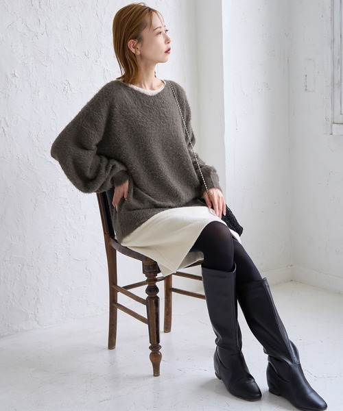 ROPE' PICNIC（ロペピクニック）の「シャギーVネックニットプルオーバー（ニット/セーター・レディース・ピンク系その他2/チャコールグレー/キナリ/サックスブルー・38）」の10枚目の写真