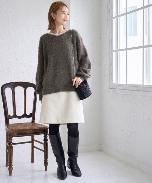 ROPE' PICNIC（ロペピクニック）の「シャギーVネックニットプルオーバー（ニット/セーター・レディース・ピンク系その他2/チャコールグレー/キナリ/サックスブルー・38）」の11枚目の写真