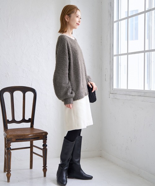 ROPE' PICNIC（ロペピクニック）の「シャギーVネックニットプルオーバー（ニット/セーター・レディース・ピンク系その他2/チャコールグレー/キナリ/サックスブルー・38）」の12枚目の写真