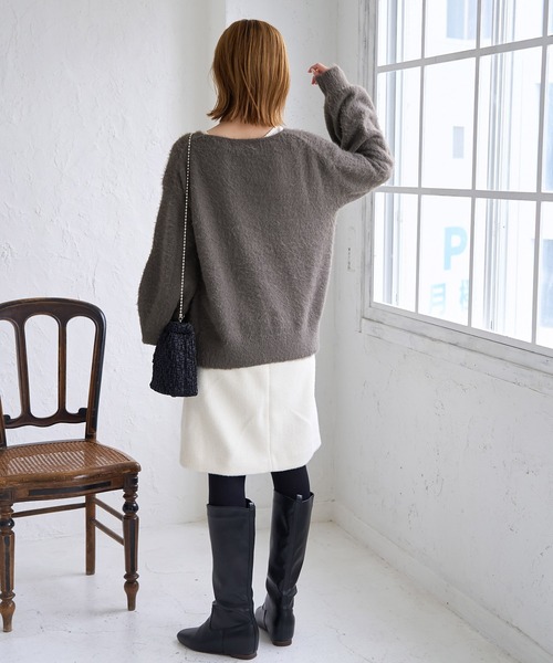 ROPE' PICNIC（ロペピクニック）の「シャギーVネックニットプルオーバー（ニット/セーター・レディース・ピンク系その他2/チャコールグレー/キナリ/サックスブルー・38）」の13枚目の写真