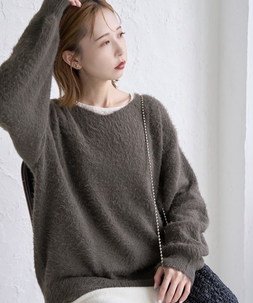 ROPE' PICNIC（ロペピクニック）の「シャギーVネックニットプルオーバー（ニット/セーター・レディース・ピンク系その他2/チャコールグレー/キナリ/サックスブルー・38）」の14枚目の写真