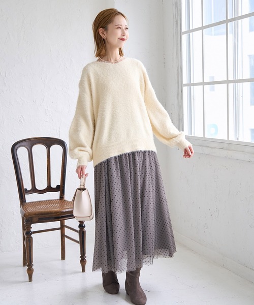 ROPE' PICNIC（ロペピクニック）の「シャギーVネックニットプルオーバー（ニット/セーター・レディース・ピンク系その他2/チャコールグレー/キナリ/サックスブルー・38）」の16枚目の写真