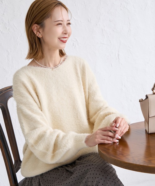 ROPE' PICNIC（ロペピクニック）の「シャギーVネックニットプルオーバー（ニット/セーター・レディース・ピンク系その他2/チャコールグレー/キナリ/サックスブルー・38）」の20枚目の写真