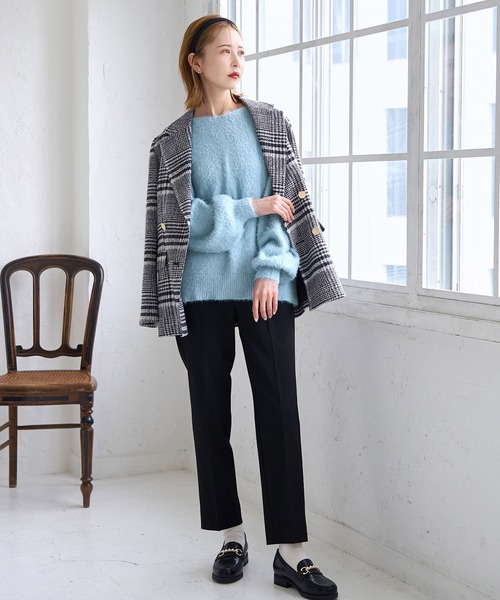 ROPE' PICNIC（ロペピクニック）の「シャギーVネックニットプルオーバー（ニット/セーター・レディース・ピンク系その他2/チャコールグレー/キナリ/サックスブルー・38）」の21枚目の写真