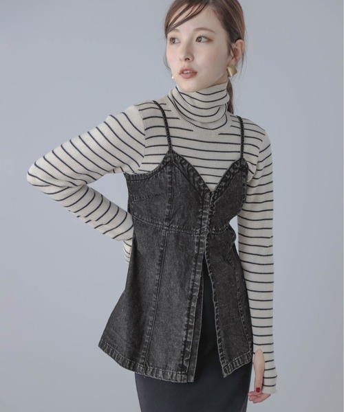 AMELY(エミリー)の「デニムキャミソール(キャミソール・レディース・ブラック/ブルー・フリー/L)」の1枚目の写真