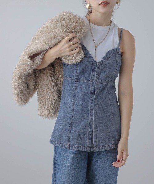 AMELY(エミリー)の「デニムキャミソール(キャミソール・レディース・ブラック/ブルー・フリー/L)」の8枚目の写真