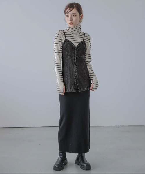 AMELY(エミリー)の「デニムキャミソール(キャミソール・レディース・ブラック/ブルー・フリー/L)」の3枚目の写真