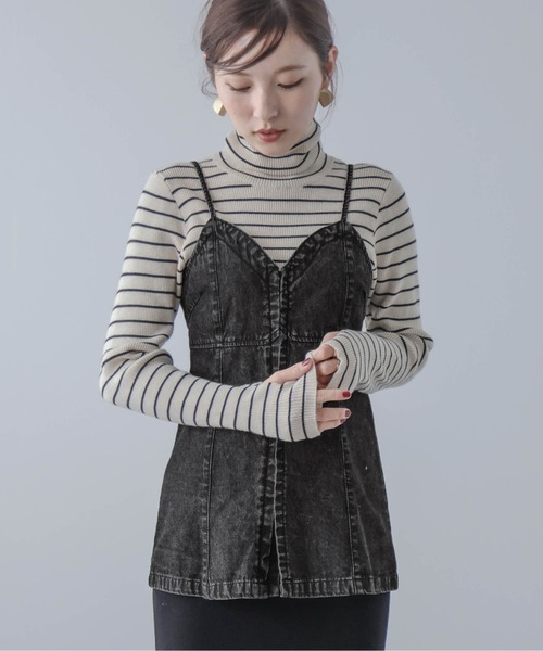 AMELY(エミリー)の「デニムキャミソール(キャミソール・レディース・ブラック/ブルー・フリー/L)」の4枚目の写真