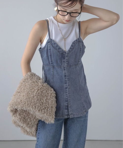 AMELY(エミリー)の「デニムキャミソール(キャミソール・レディース・ブラック/ブルー・フリー/L)」の13枚目の写真