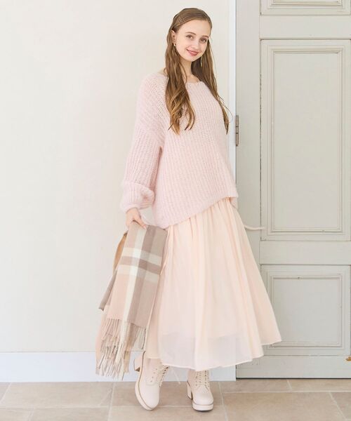 MAJESTIC LEGON（マジェスティックレゴン）の「リボンディティール透かしニット（ニット/セーター・レディース・ライトグリーン/ピンク/オフホワイト・MEDIUM）」の19枚目の写真