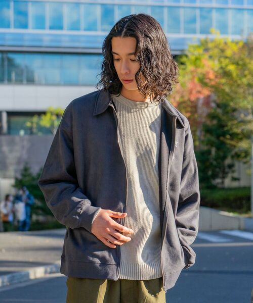 UNIIT（ユニット）の「【UNIIT/ユニット】フェイクスエード　 ワンポイント刺繍　 フルジップブルゾン　コーチジャケット（ブルゾン・メンズ・チャコールグレー/ブラウン/アイボリー・MEDIUM/LARGE）」の10枚目の写真