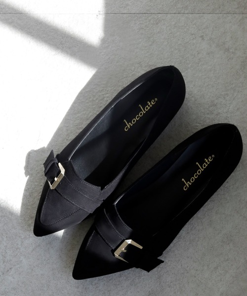 晴雨兼用 ポインテッドトゥ ローファーパンプス【日本製】（ローファー）｜chocolates（チョコラテス）