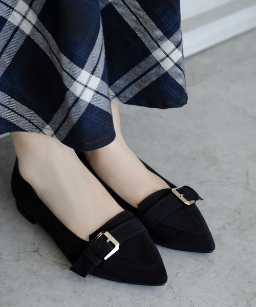 晴雨兼用 ポインテッドトゥ ローファーパンプス【日本製】（ローファー）｜chocolates（チョコラテス）