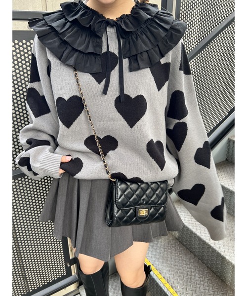 WC（ダブル シー）の「ハートビッグニット（ニット/セーター・レディース・グレー/アイボリー・FREE）」の3枚目の写真