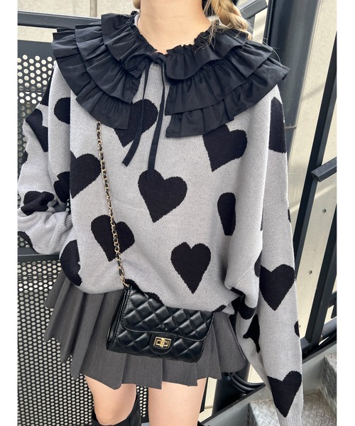 WC（ダブル シー）の「ハートビッグニット（ニット/セーター・レディース・グレー/アイボリー・FREE）」の5枚目の写真