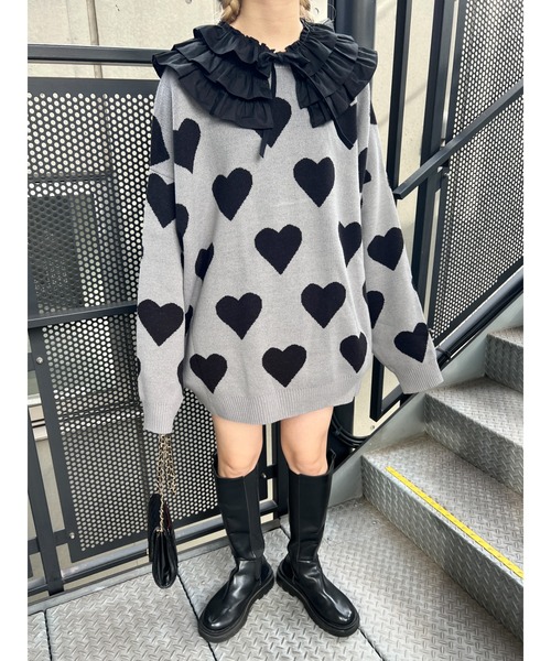 WC（ダブル シー）の「ハートビッグニット（ニット/セーター・レディース・グレー/アイボリー・FREE）」の9枚目の写真