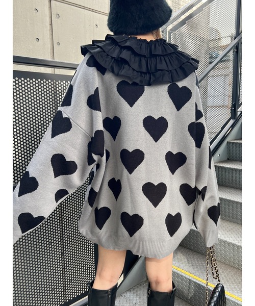 WC（ダブル シー）の「ハートビッグニット（ニット/セーター・レディース・グレー/アイボリー・FREE）」の10枚目の写真