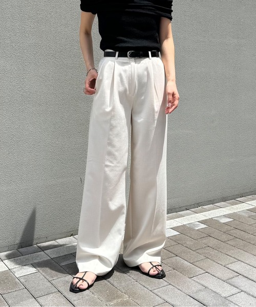 ストレートスラックス B5046 綾トロミ タックスリムストレートスラックス MONO-MART│MONO
