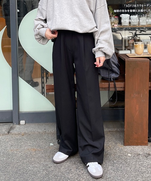 LE MORE（リモア）の「ストレートスラックスパンツ（スラックス・レディース・アイボリー/チャコール/ブラック・FREE）」の17枚目の写真