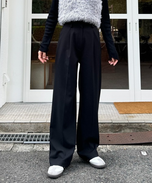 LE MORE（リモア）の「ストレートスラックスパンツ（スラックス・レディース・アイボリー/チャコール/ブラック・FREE）」の7枚目の写真