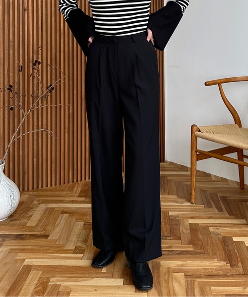 LE MORE（リモア）の「ストレートスラックスパンツ（スラックス・レディース・アイボリー/チャコール/ブラック・FREE）」の8枚目の写真