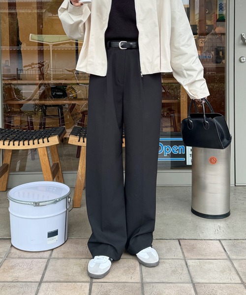 LE MORE（リモア）の「ストレートスラックスパンツ（スラックス・レディース・アイボリー/チャコール/ブラック・FREE）」の10枚目の写真