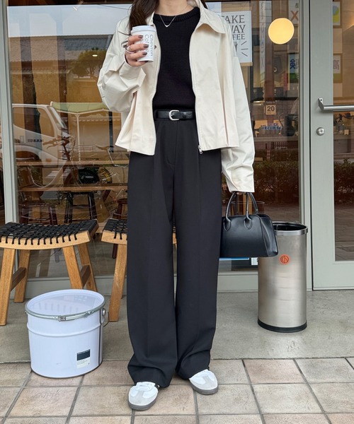 LE MORE（リモア）の「ストレートスラックスパンツ（スラックス・レディース・アイボリー/チャコール/ブラック・FREE）」の11枚目の写真