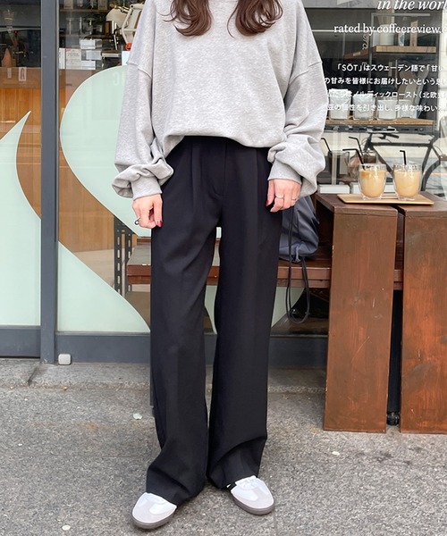 LE MORE（リモア）の「ストレートスラックスパンツ（スラックス・レディース・アイボリー/チャコール/ブラック・FREE）」の12枚目の写真