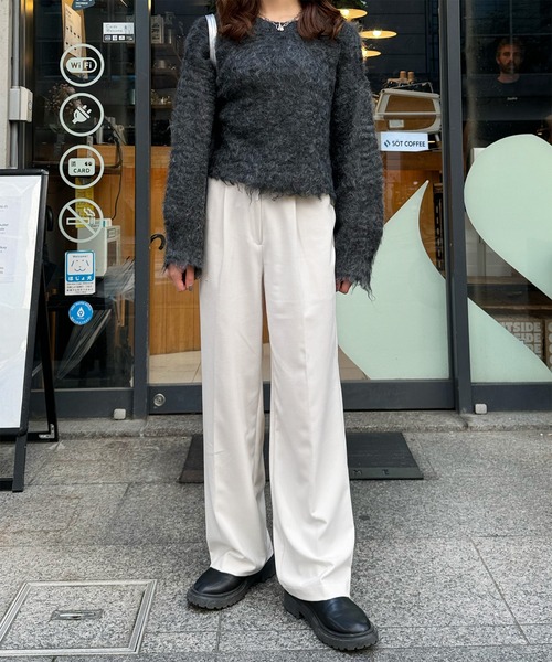 LE MORE（リモア）の「ストレートスラックスパンツ（スラックス・レディース・アイボリー/チャコール/ブラック・FREE）」の14枚目の写真