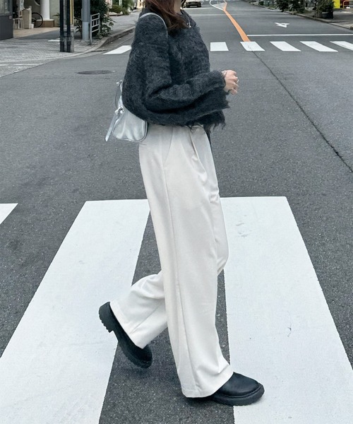 LE MORE（リモア）の「ストレートスラックスパンツ（スラックス・レディース・アイボリー/チャコール/ブラック・FREE）」の15枚目の写真