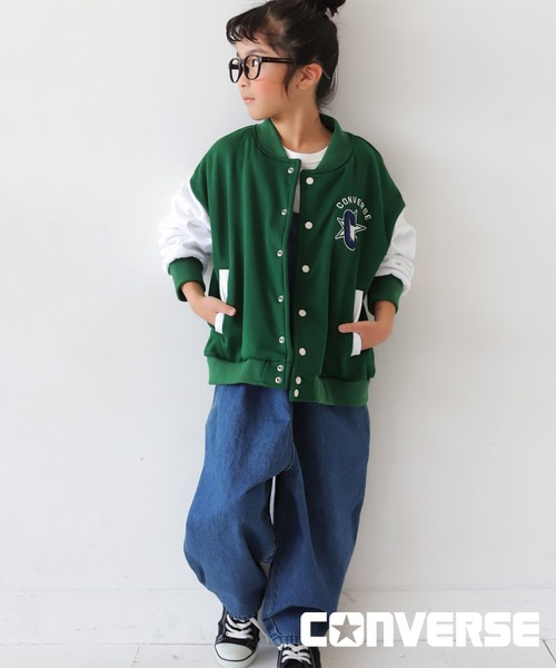 CONVERSE(コンバース)の「CONVERSEロゴ入りスタジャン(スタジャン・キッズ・グリーン/ブラック・150/160/130/140)」の6枚目の写真