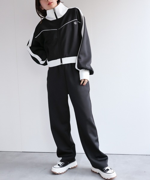 セール】【セットアップ対応】コンパクト丈配色トラックジャケット