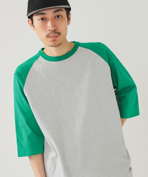 BEAMS（ビームス）の「BEAMS / ルーズ ベースボール Tシャツ（Tシャツ/カットソー・メンズ・グレー/グリーン/ブラウン・XL/L/M/S）」の3枚目の写真